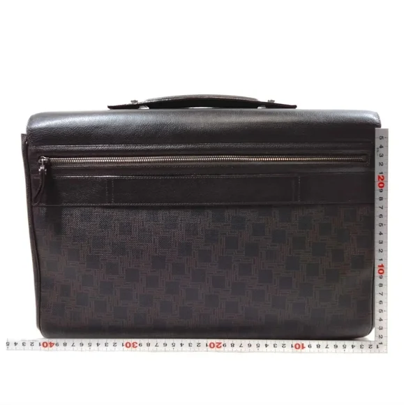 DUNHILL Business Bag Brown Canvas Leather Laptop Case Briefcase - Picture 2 of 9